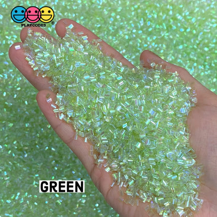 500G Bingsu Beads Slime Crunchy Iridescent Crafting Supplies Cut Plastic Straws Green / 500 Grams