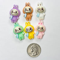 Cute Bunny Monster 6 colors Costume Character Flat-Back Charms 6 pcs