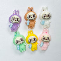 Cute Bunny Monster 6 colors Costume Character Flat-Back Charms 6 pcs