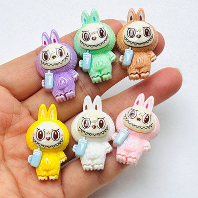 Cute Bunny Monster 6 colors Costume Character Flat-Back Charms 6 pcs