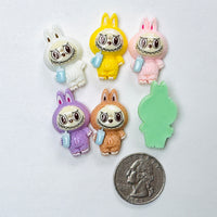 Cute Bunny Monster 6 colors Costume Character Flat-Back Charms 6 pcs