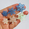 Glitter Snowflake Cabochons Winter Wonderland Charms Blue & White Christmas Holiday Flatback Cabochons Decoden Charm 9/10 pcs