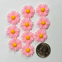 Daisy Delight Pink Fake Floral Flower Spring Summer Floral Flatback Cabochons Decoden Charm 10 pcs