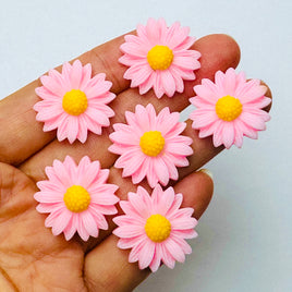 Daisy Delight Pink Fake Floral Flower Spring Summer Floral Flatback Cabochons Decoden Charm 10 pcs