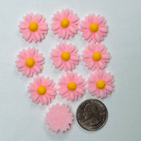 Daisy Delight Pink Fake Floral Flower Spring Summer Floral Flatback Cabochons Decoden Charm 10 pcs