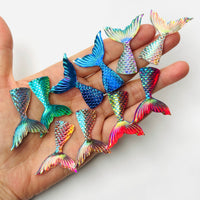 Mermaid Tail Mix Colors Iridescent Color Shift Flatback Charms Cabochons Fish Decoden 10 pcs