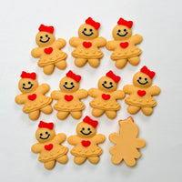Gingerbread Woman With Heart Bow Christmas Holiday Flatback Cabochons Decoden Charm 10 pcs