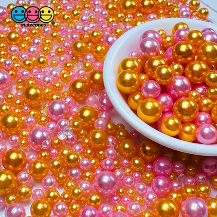 Acrylic Beads 10/8/6/4/2Mm Sunrise Orange Pink Clear Rhinestone Faux Sprinkles Decoden Slime