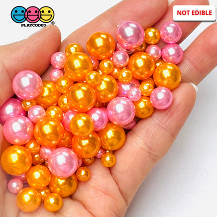 Acrylic Beads 10/8/6/4/2Mm Sunrise Orange Pink Clear Rhinestone Faux Sprinkles Decoden Slime