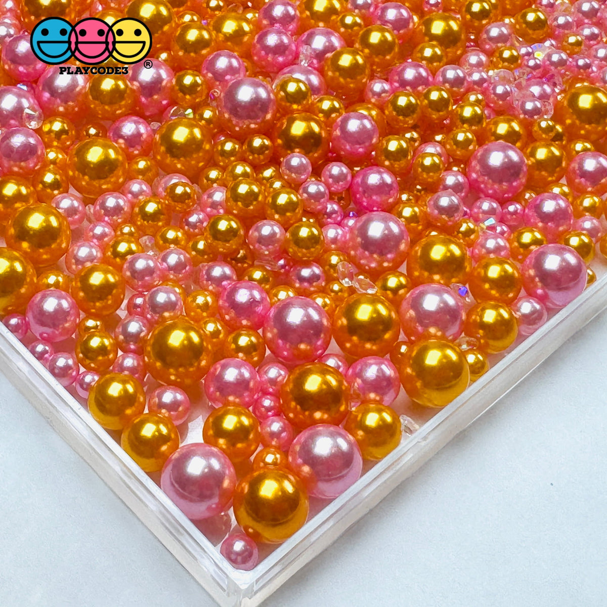 Acrylic Beads 10/8/6/4/2mm Sunrise Orange Pink Clear Rhinestone Faux S ...