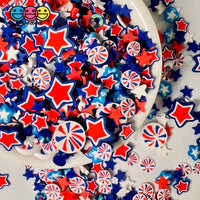 American Celebration Star Fimo Slices Rhinestones Confetti Fake Polymer Clay Sprinkles 4Th Of July