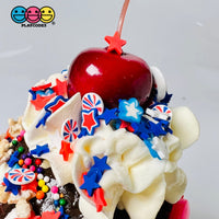 American Celebration Star Fimo Slices Rhinestones Confetti Fake Polymer Clay Sprinkles 4Th Of July
