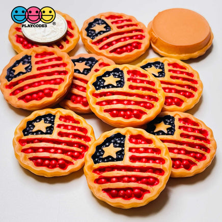 American Flag Apple Pie Miniature 3D Charms Fake Food (10 Pcs) Charm