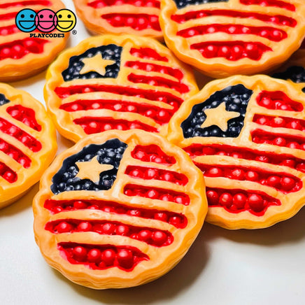 American Flag Apple Pie Miniature 3D Charms Fake Food (10 Pcs) Charm