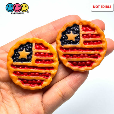 American Flag Apple Pie Miniature 3D Charms Fake Food (10 Pcs) Charm