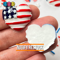 American Flag Heart Shape 4Th Of July Charm Cabochons Patriotic 10 Pcs