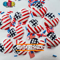 American Flag Heart Shape 4Th Of July Charm Cabochons Patriotic 10 Pcs