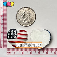 American Flag Heart Shape 4Th Of July Charm Cabochons Patriotic 10 Pcs