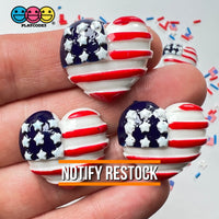 American Flag Heart Shape 4Th Of July Charm Cabochons Patriotic 10 Pcs