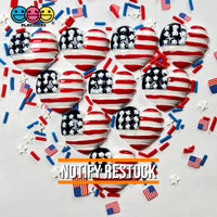 American Flag Heart Shape 4Th Of July Charm Cabochons Patriotic 10 Pcs