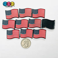American Flag Patriot 4th July Holiday Shoe Charms WITHOUT Buckle Botton Bendable Flatback Cabochons Slime Supply Fake