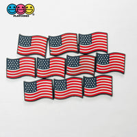 American Flag Patriot 4th July Holiday Shoe Charms WITHOUT Buckle Botton Bendable Flatback Cabochons Slime Supply Fake