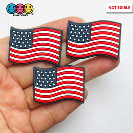American Flag Patriot 4th July Holiday Shoe Charms WITHOUT Buckle Botton Bendable Flatback Cabochons Slime Supply Fake