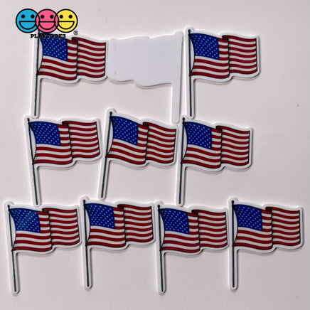 American Flag Theme Independence Day 4Th Of July Planar Patriotic Decoden 10Pcs Flag Pole
