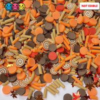 Autumn Arrival Mix Fimo Leaf Glitter Confetti Disc Sprinkles Fake Funfetti 20 Grams Sprinkle
