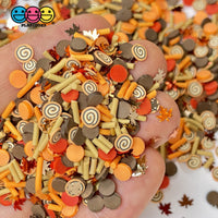 Autumn Arrival Mix Fimo Leaf Glitter Confetti Disc Sprinkles Fake Funfetti Sprinkle