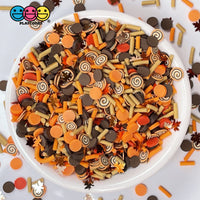 Autumn Arrival Mix Fimo Leaf Glitter Confetti Disc Sprinkles Fake Funfetti Sprinkle
