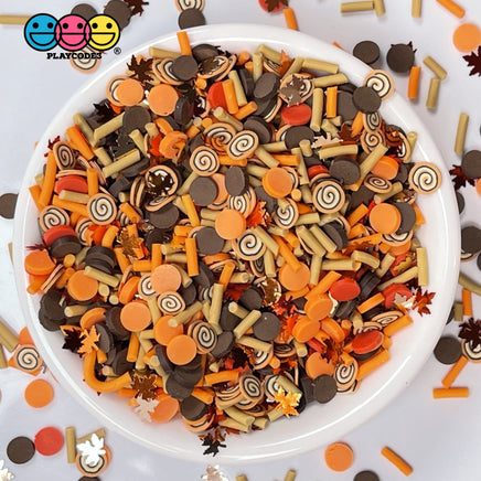 Autumn Arrival Mix Fimo Leaf Glitter Confetti Disc Sprinkles Fake Funfetti Sprinkle