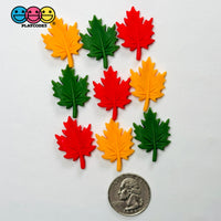 Autumn Fall Red Green Yellow Leaves Flatback Cabochons Decoden Charm 9 pcs PLAYCODE3 LLC Charm