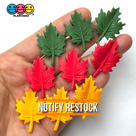 Autumn Fall Red Green Yellow Leaves Flatback Cabochons Decoden Charm 9 pcs PLAYCODE3 LLC Charm