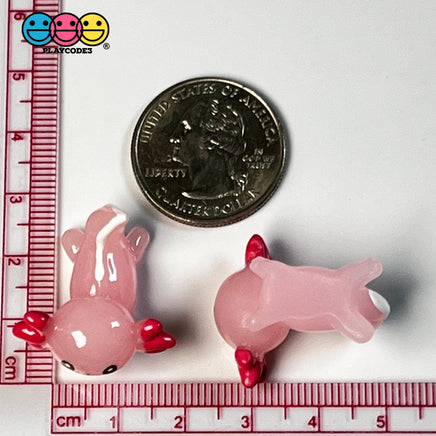 Axolotl Pink Charm Kawaii Cute Cabochons Decoden Plastic Resin 10 Pcs