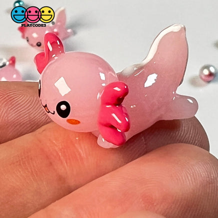 Axolotl Pink Charm Kawaii Cute Cabochons Decoden Plastic Resin 10 Pcs