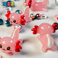 Axolotl Pink Charm Kawaii Cute Cabochons Decoden Plastic Resin 10 Pcs