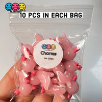 Axolotl Pink Charm Kawaii Cute Cabochons Decoden Plastic Resin 10 Pcs