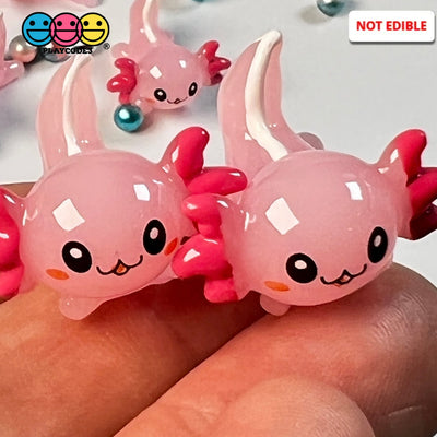Axolotl Pink Charm Kawaii Cute Cabochons Decoden Plastic Resin 10 Pcs