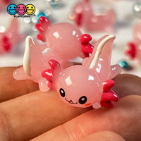 Axolotl Pink Charm Kawaii Cute Cabochons Decoden Plastic Resin 10 Pcs