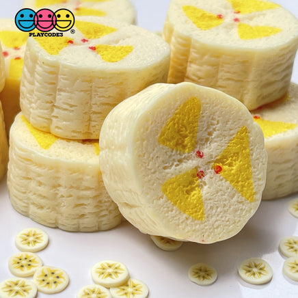 Banana Chunks Slices Bananas Real Size Realistic Fake 3D Charms Food (10 Pcs)