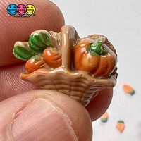 Basket Carrot And Pumpkin Mini Flatback Charms Cabochons Carrots Pumpkins Thanksgiving Decoden 10