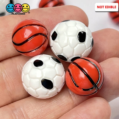 Basketball & Soccer Ball 3D Mini Charms Cabochons Football Decoden Plastic Resin 10 Pcs Charm