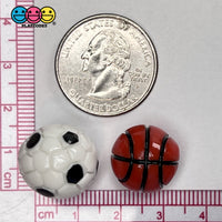 Basketball & Soccer Ball 3D Mini Charms Cabochons Football Decoden Plastic Resin 10 Pcs Charm