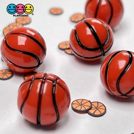 Basketball & Soccer Ball 3D Mini Charms Cabochons Football Decoden Plastic Resin 10 Pcs Charm