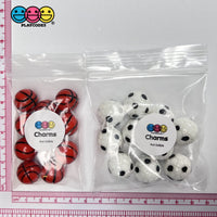 Basketball & Soccer Ball 3D Mini Charms Cabochons Football Decoden Plastic Resin 10 Pcs Charm