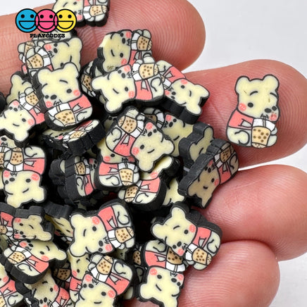 Cartoon Bear With Boba Drink 5Mm/10Mm Fake Clay Sprinkles Decoden Fimo Jimmies Playcode3 Llc