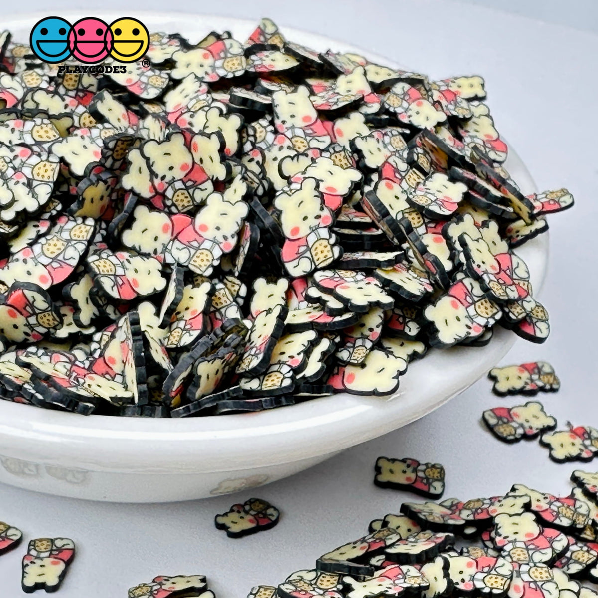 Bear Cartoon with boba drink Fake Clay Sprinkles Decoden Fimo Jimmies ...