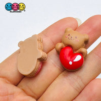 Bear Heart Flat-Back Charms Valentine’s Day Holiday Cute Red Kawaii Slime Supplies Fake Bake Cabochons Decoden 10 pcs