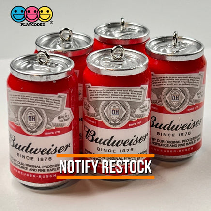 Beer Cans Miniatures Charms W/hooks Beers Can Cabochons 2 Types 5Pcs Budweiser Charm